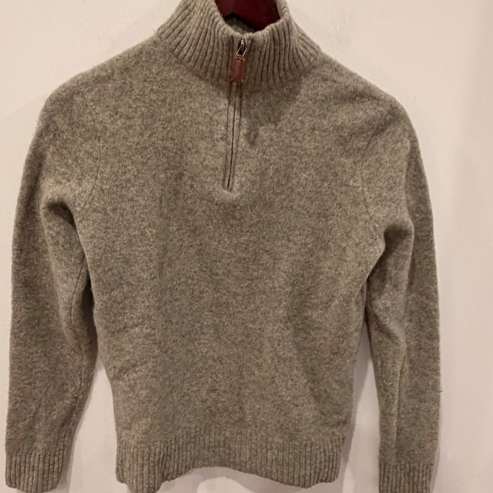 J. Crew Premium Lambswool Quarter Zip Sweater Oatmeal Beige Small 98322 FA08